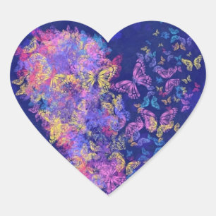 Adesivo Coração Vinheta de Coração da Borboleta - Amor