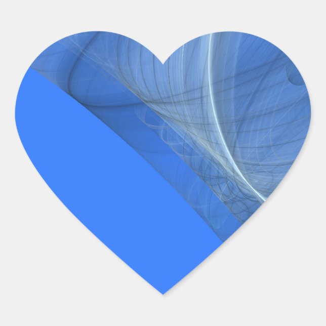 Adesivo Coração Vinheta de Coração Fractal Teal (Frente)