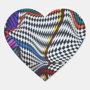Adesivo Coração Vinheta de ilusão óptica