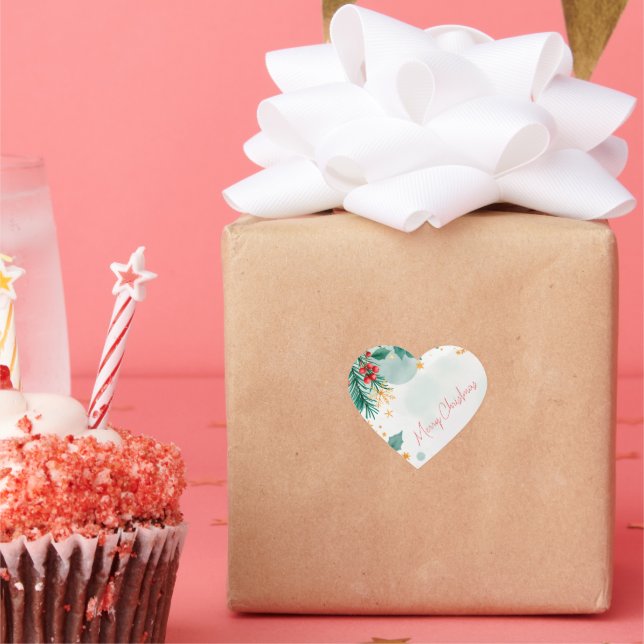 Adesivo Coração Vinheta de Natal Merry Elegante (Festa)