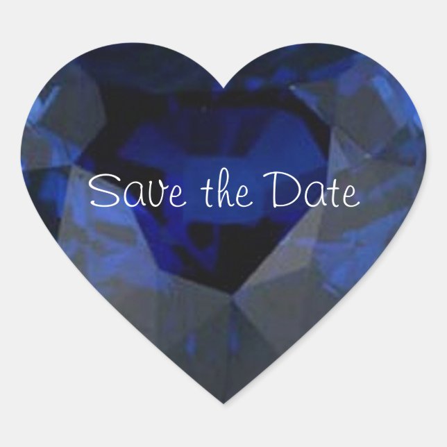 Adesivo Coração Vinheta de Sapphire do Coração de Casamento (Frente)