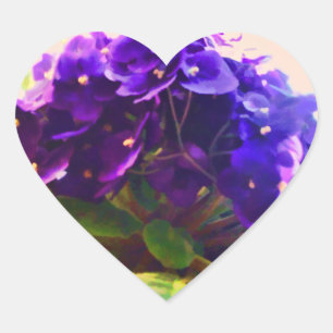 Adesivo Coração Vinheta Flor de Violetas Africanas