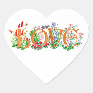 Adesivo Coração Vinheta Floral "Love"