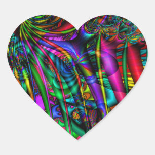 Adesivo Coração Vinheta Fractal