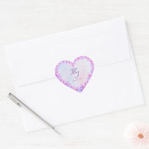 Adesivo Coração Vinheta Lilás Puro de Aquarela