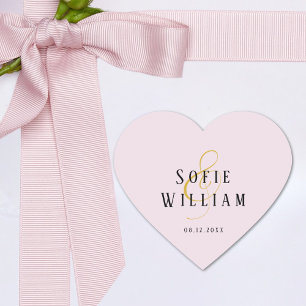 Adesivo Coração Vinheta rosa-de-data com nomes simples elegantes