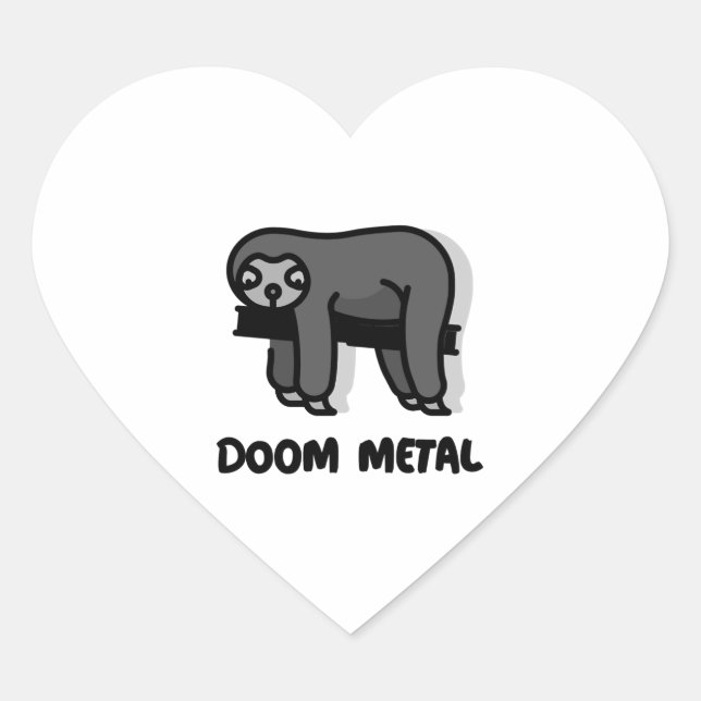 Adesivo Coração Vinheta Sloth Doom Metal (Frente)