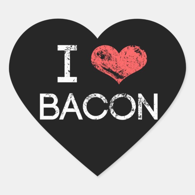 Adesivo Coração Vinhetas Cardíacas "I Love Bacon" (Frente)