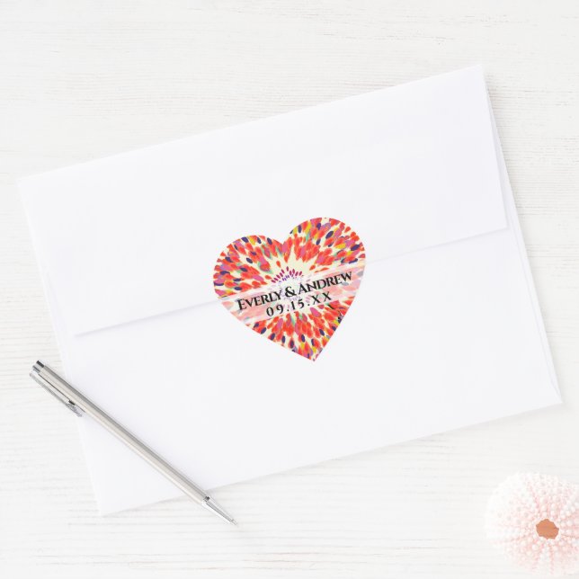Adesivo Coração Vinhetas de árvores de fadas de arroz (Envelope)