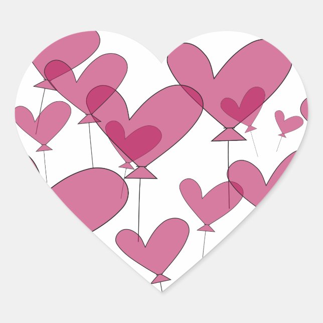 Adesivo Coração Vinhetas de casamento do balão de coração vermelho (Frente)