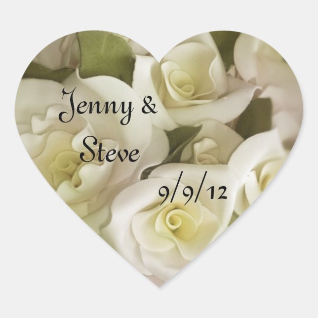 Adesivo Coração Vinhetas de Casamento Floral (Frente)