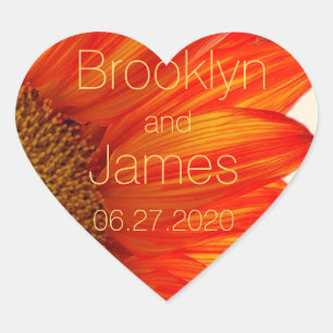 Adesivo Coração Vinhetas de Casamento outono do coração Girassol