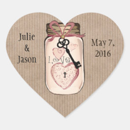 Adesivo Coração Vinhetas de Coração de Mason Jar Rustic Casamento