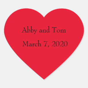 Adesivo Coração Vinhetas de Coração Vermelha com Data de Casamen