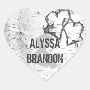 Adesivo Coração Vinhetas de Latido do Coração de Birch Branco Rust