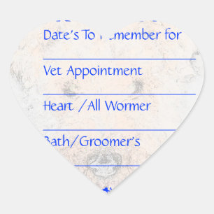 Adesivo Coração Vinhetas de Lembrete Azul Canino