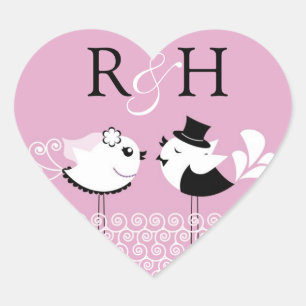 Adesivo Coração Vinhetas de noiva e de noiva