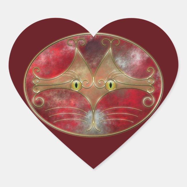 Adesivo Coração Vinhetas de olhos de gato (Frente)