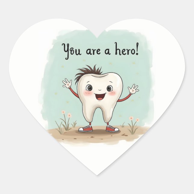 Adesivo Coração Vinhetas para pequenos dentistas (Frente)