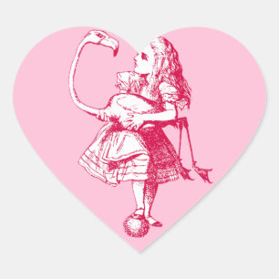 Adesivo Coração Vintage Alice no País das Maravilhas Flamingo