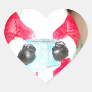 Adesivo Coração Vintage com Papai noel de diversão com neve