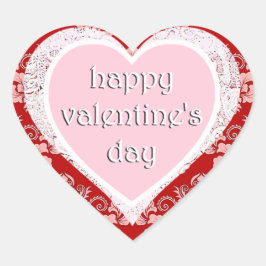 Adesivo Coração Vintage feliz dia de os namorados Vermelho e Rosa
