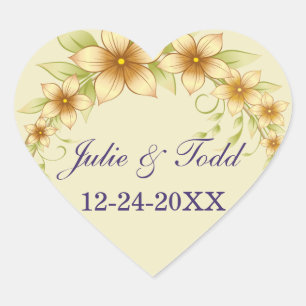 Adesivo Coração Vintage Floral Frame Weding A Data