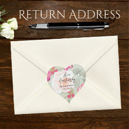 Adesivo Coração Vintage Floral Watercolor Pink Girl chá de fraldas