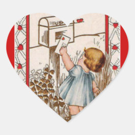Adesivo Coração Vintage Little Girl Mailing Namorados Sticker