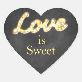 Adesivo Coração Vintage Marquee Lights Love is Sweet - Chalkboard