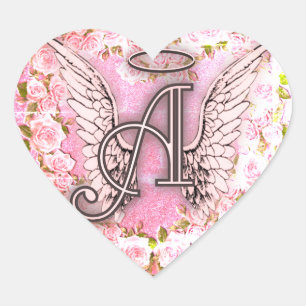 Adesivo Coração Vintage Rosa Angel Wings Heart