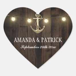 Adesivo Coração Vintage Rustic Anchor Wedding Favoritos