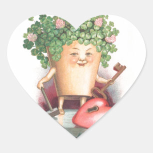 Adesivo Coração Vintage Shamrock Heart and Key Dia de São Patrício