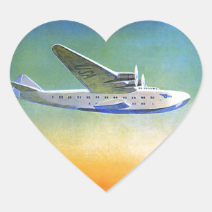 Adesivo Coração Vintage Transpacific Far East Viagem Sticker