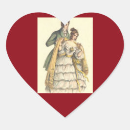 Adesivo Coração Vintage Victorian Casal Christmas Hearker Sticker