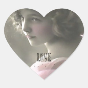 Adesivo Coração Vintage Victorian Teenage Girl in Pink Love