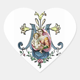 Adesivo Coração Virgem Maria Jesus Religioso Vintage Católico