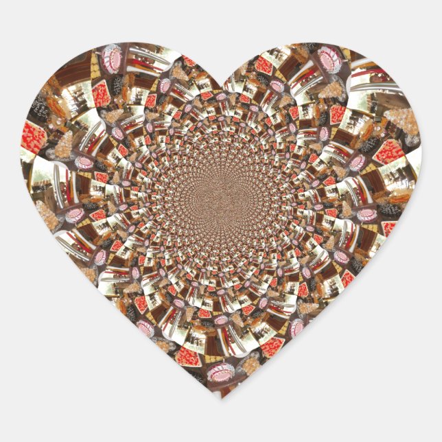 Adesivo Coração Visão Psicodélica das Matizes Marrons (Frente)