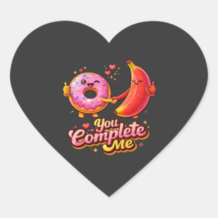 Adesivo Coração Você Me Completa Donut Fofo e Banana do Dia dos Na