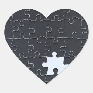 Adesivo Coração Você Me Completa Jigsaw Romântico Preto e Branco