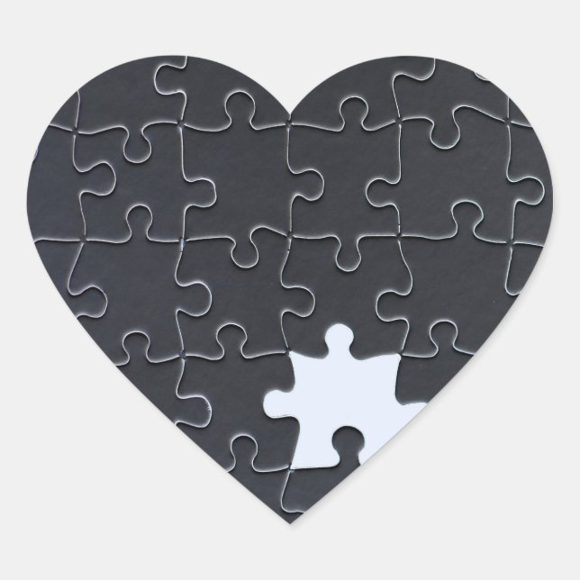 Adesivo Coração Você Me Completa Jigsaw Romântico Preto e Branco (Frente)