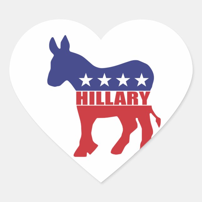 Adesivo Coração Vote em Hillary Democrat (Frente)