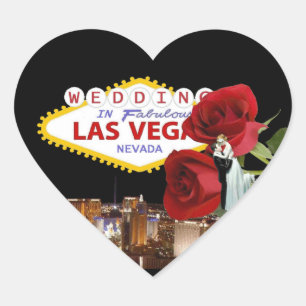 Adesivo Coração Wedding em rosas fabulosos de Las Vegas com noiva