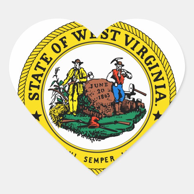 Adesivo Coração West Virginia State Seal - (Frente)