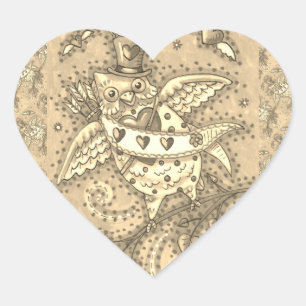 ADESIVO CORAÇÃO WHIMSICAL HOOOTS N' COARDAS CUPID OWL NAMORADOS
