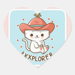 Adesivo Coração Whimsical Trading Adventure Sticker - Cute Kitten