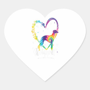 Adesivo Coração Whippet Tie Dye Rainbow Dog Dover Gift