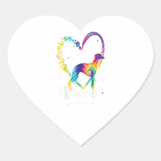 Adesivo Coração Whippet Tie Dye Rainbow Dog Gift
