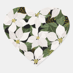 Adesivo Coração White Poinsettia Christmas Floral