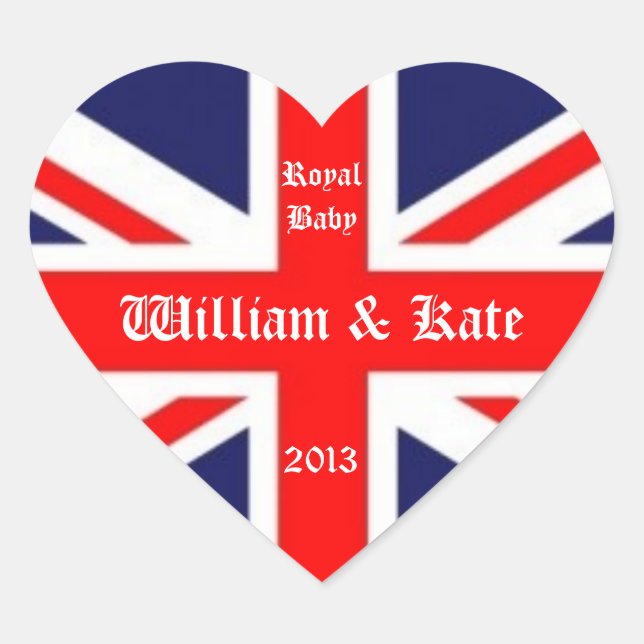 Adesivo Coração William & Kate/Royal Baby-Union Jack (Frente)